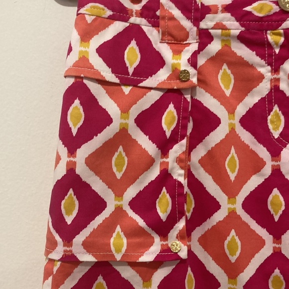 Tory Burch Pink, Coral, and White Zip Cotton Skirt with Pockets Size 4 - Picture 3 of 11